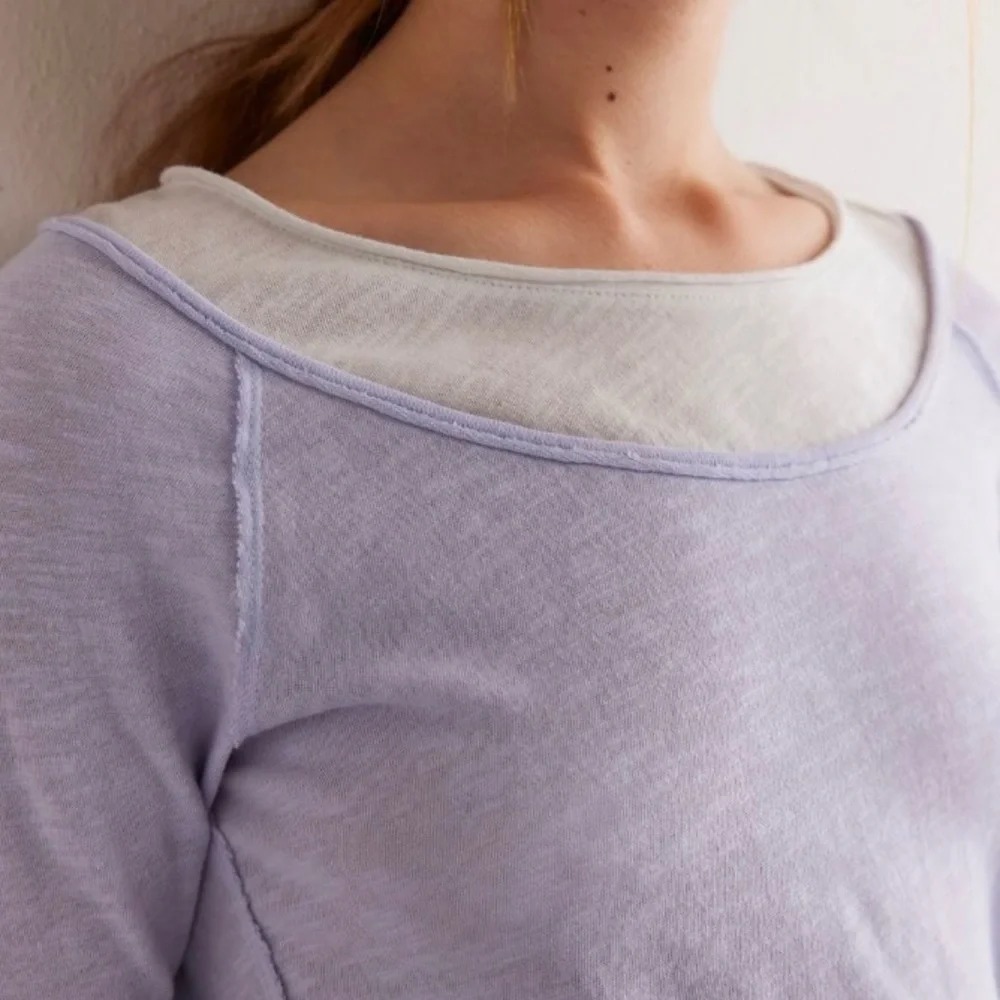NWT Free People We the Free two’s a charm long sleeve top in icelandic blue- S - Picture 2 of 3